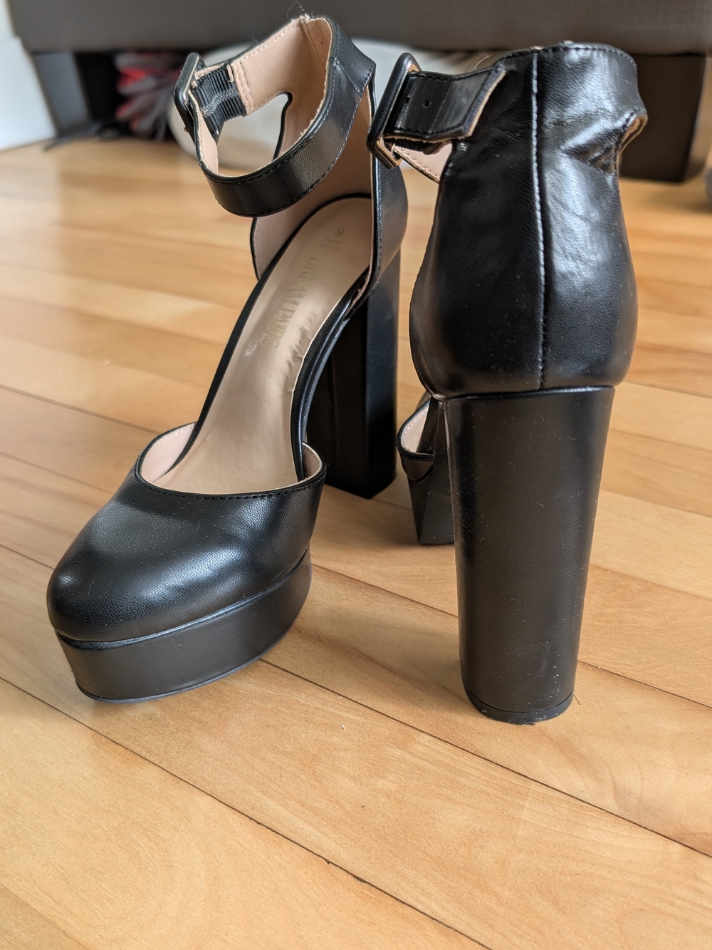 Black Platform Chunky Heel